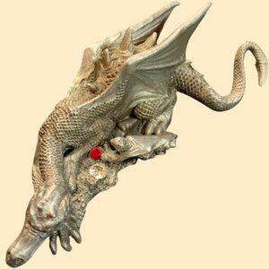 Fantasy Miniature Figurine Sleeping Dragon and Thief Pewter Julie Guthrie 1988